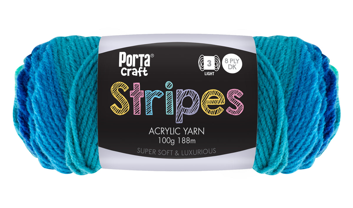 Stripes Acrylic Yarn 100g 188m 8ply Cool