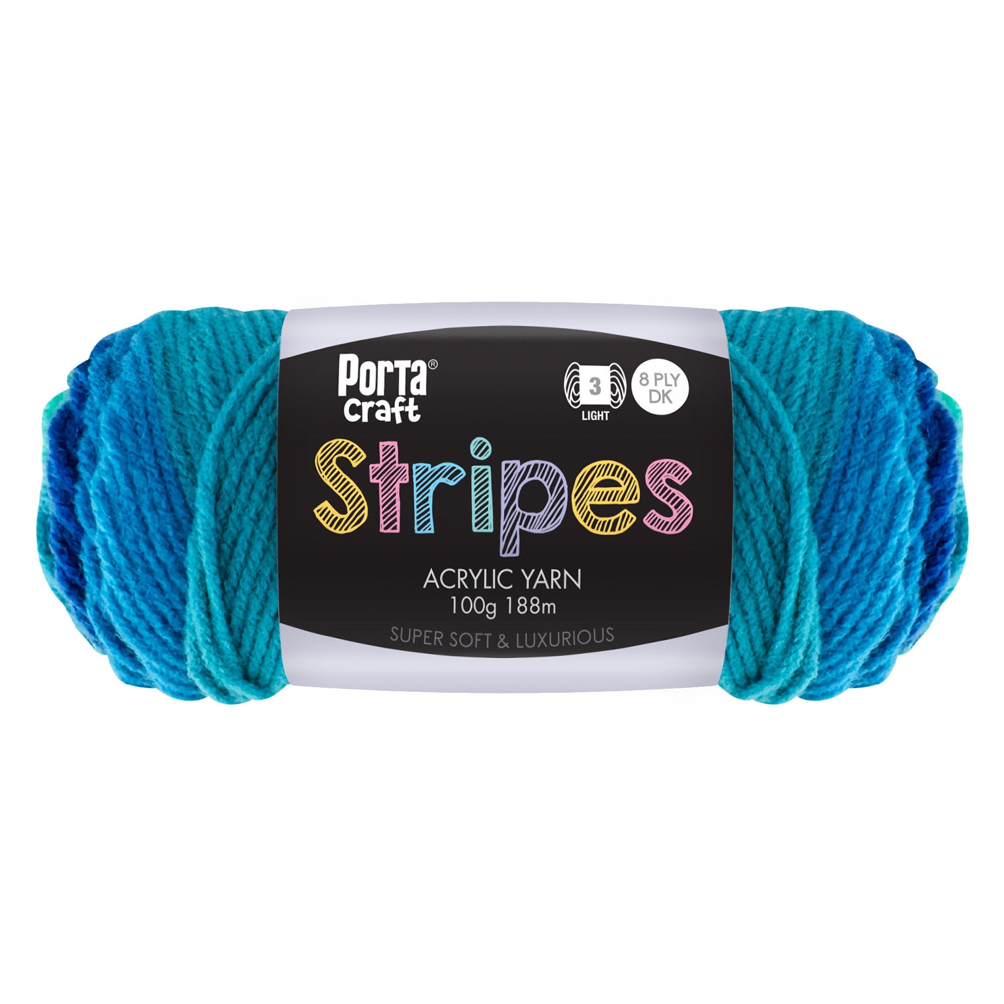 Stripes Acrylic Yarn 100g 188m 8ply Cool