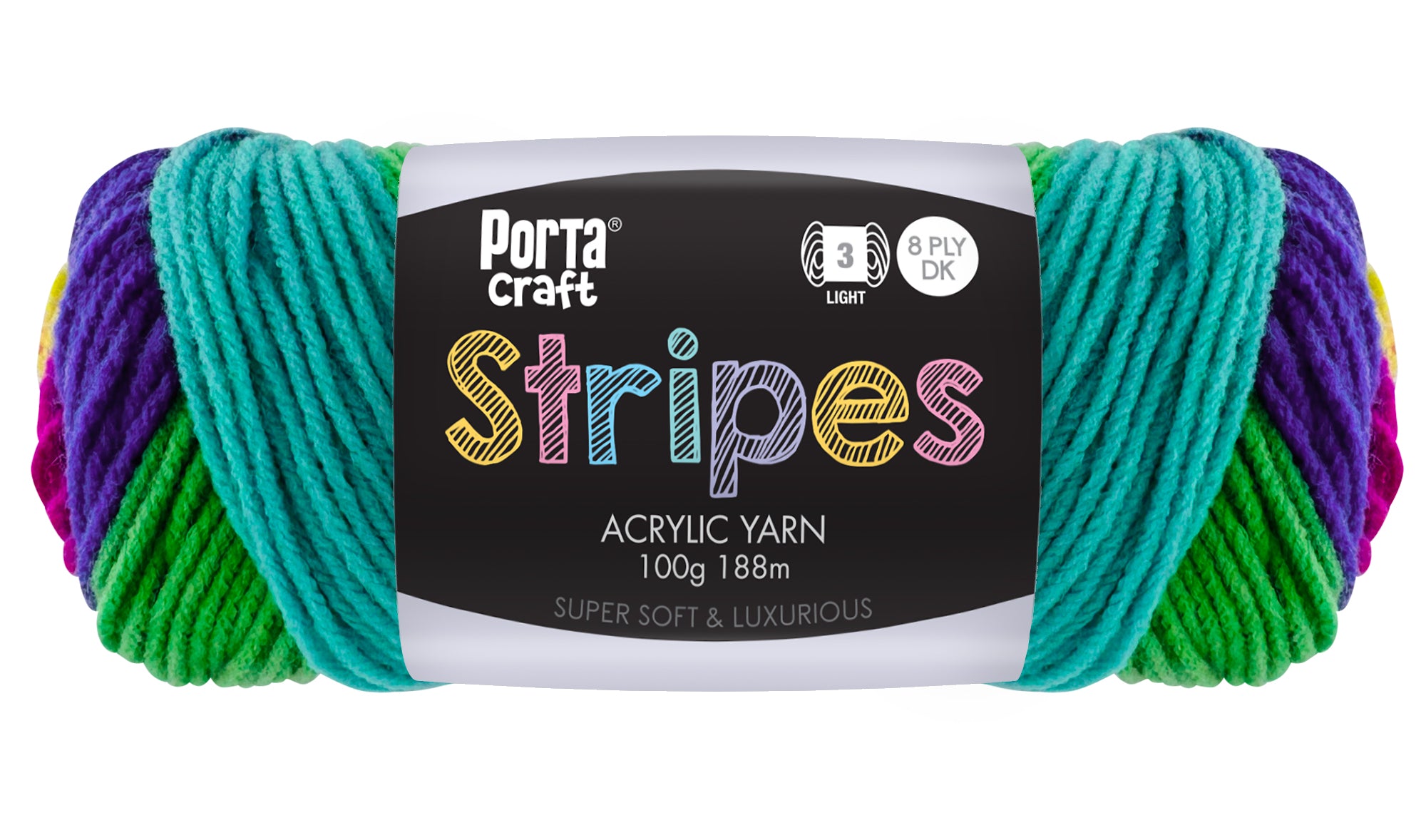 Stripes Acrylic Yarn 100g 188m 8ply Parrot