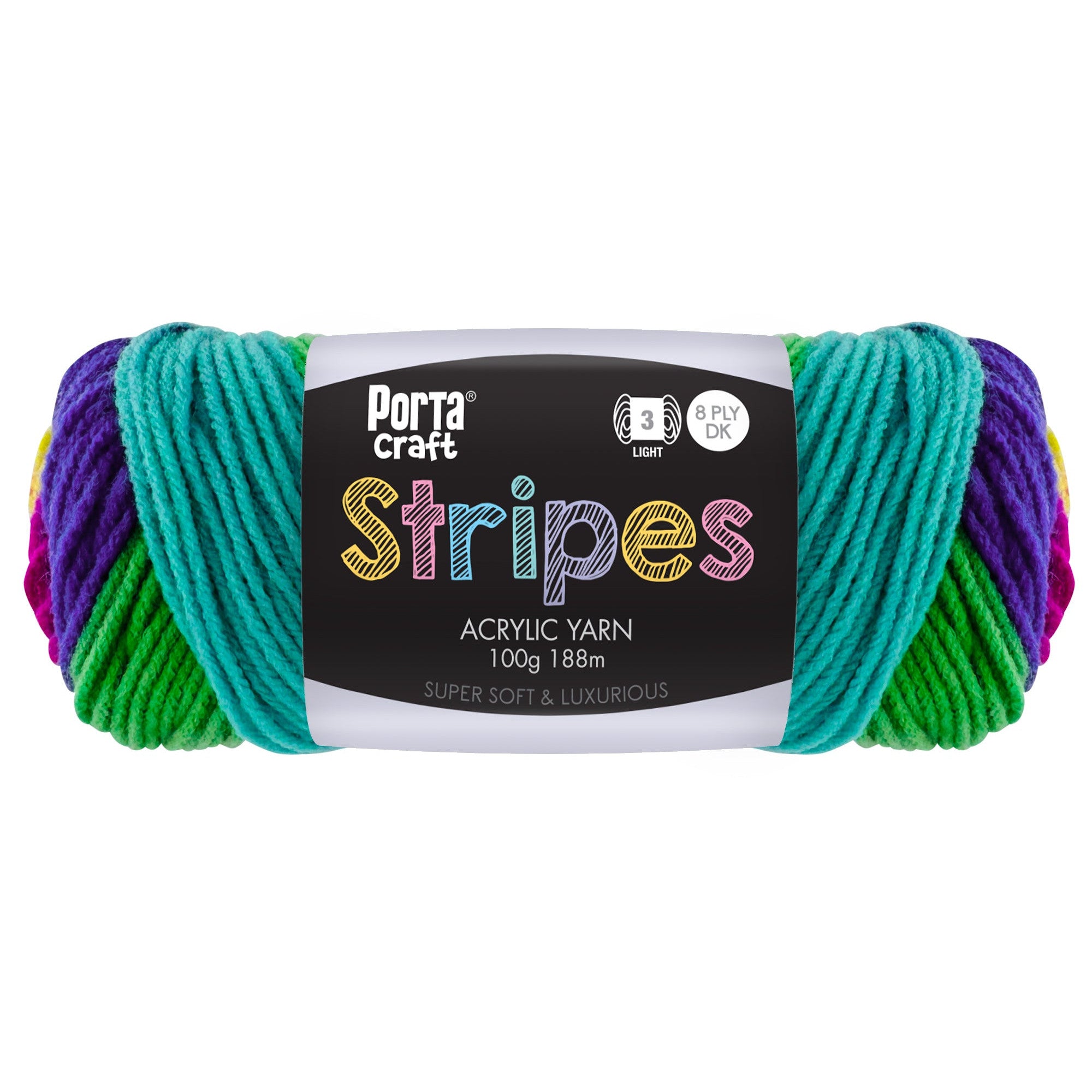 Stripes Acrylic Yarn 100g 188m 8ply Parrot