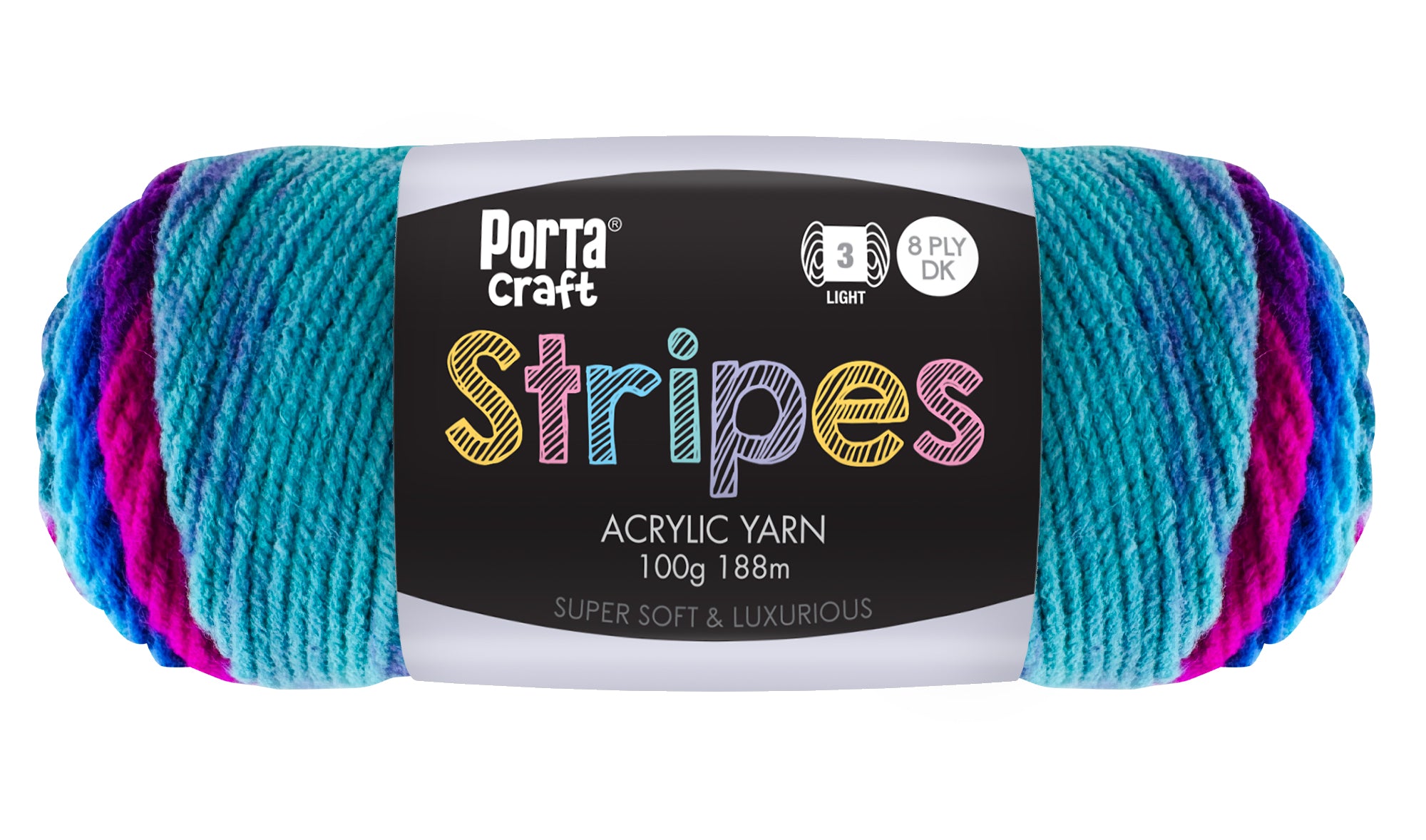 Stripes Acrylic Yarn 100g 188m 8ply Polo