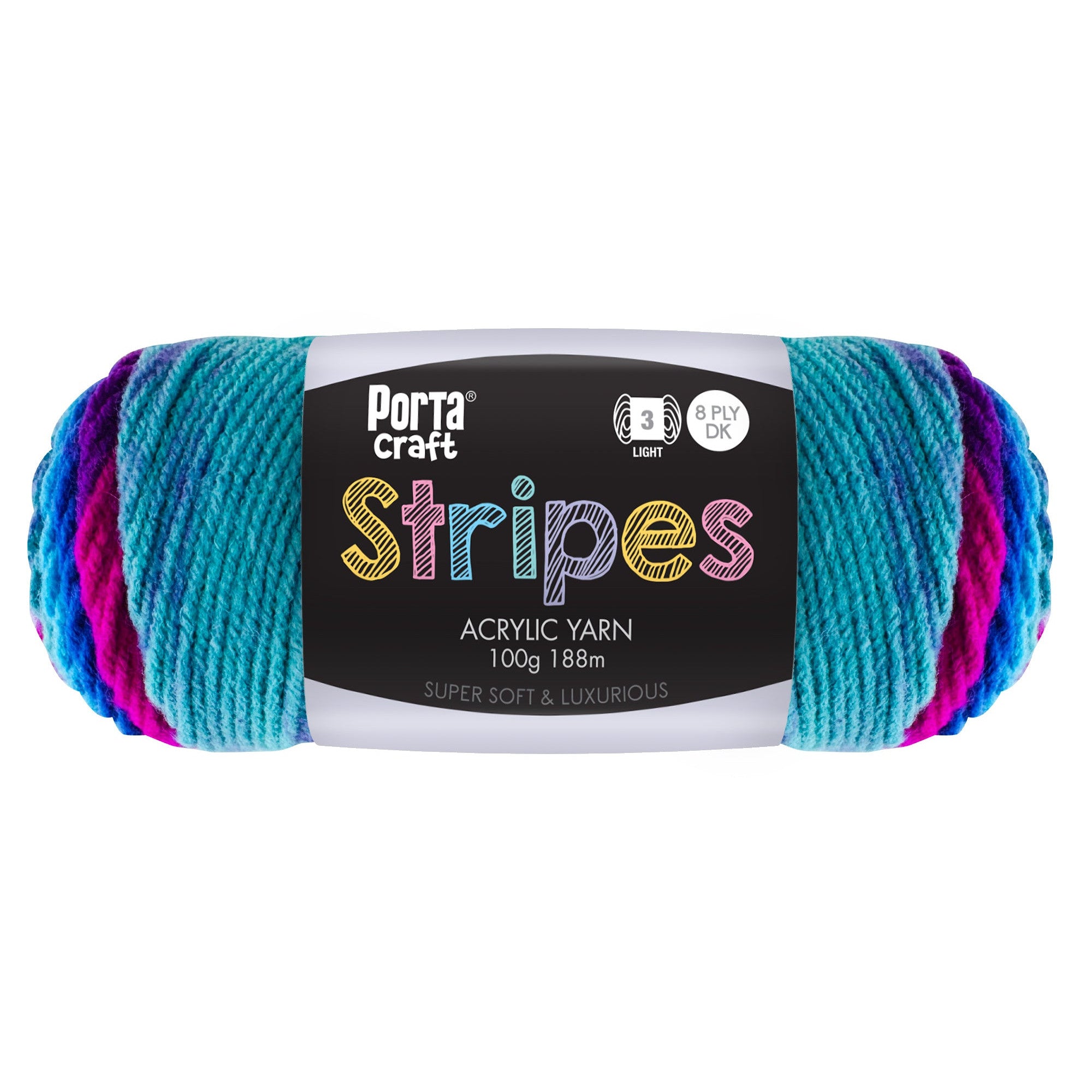 Stripes Acrylic Yarn 100g 188m 8ply Polo