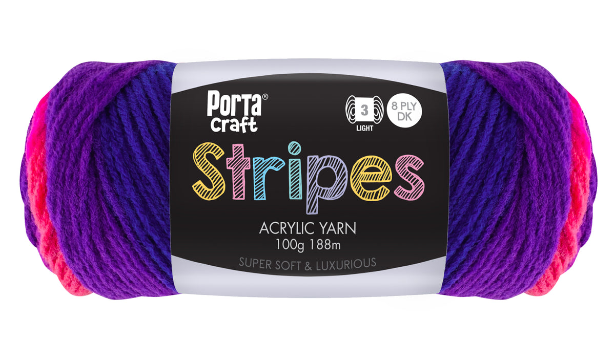 Stripes Acrylic Yarn 100g 188m 8ply Flamenco