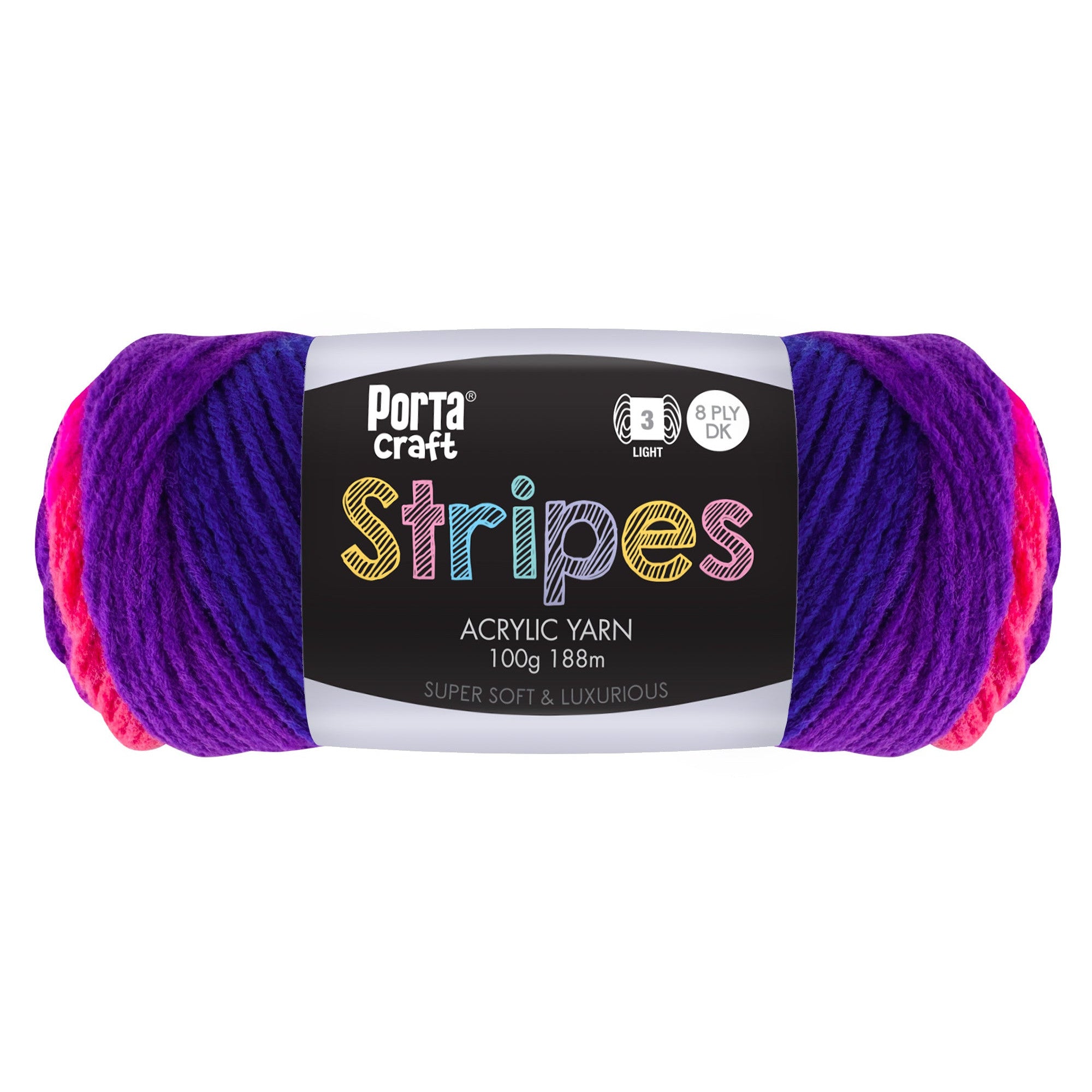 Stripes Acrylic Yarn 100g 188m 8ply Flamenco