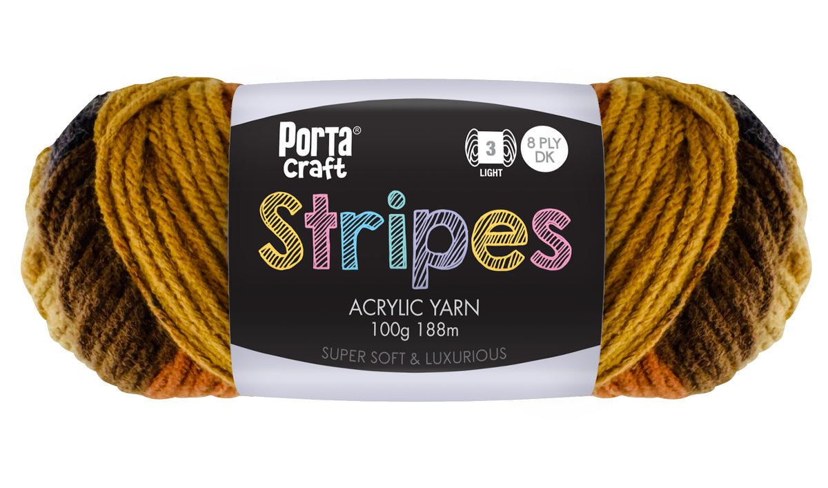 Stripes Acrylic Yarn 100g 188m 8ply Latte