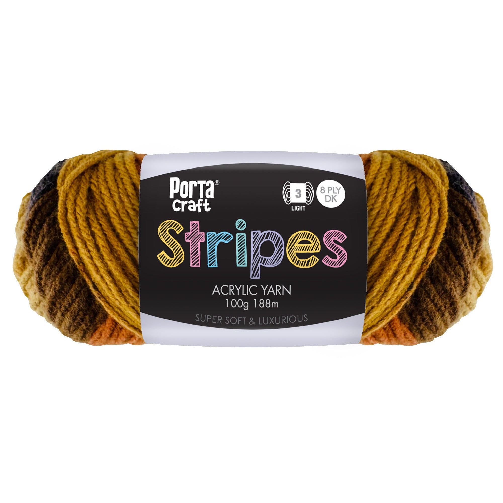 Stripes Acrylic Yarn 100g 188m 8ply Latte