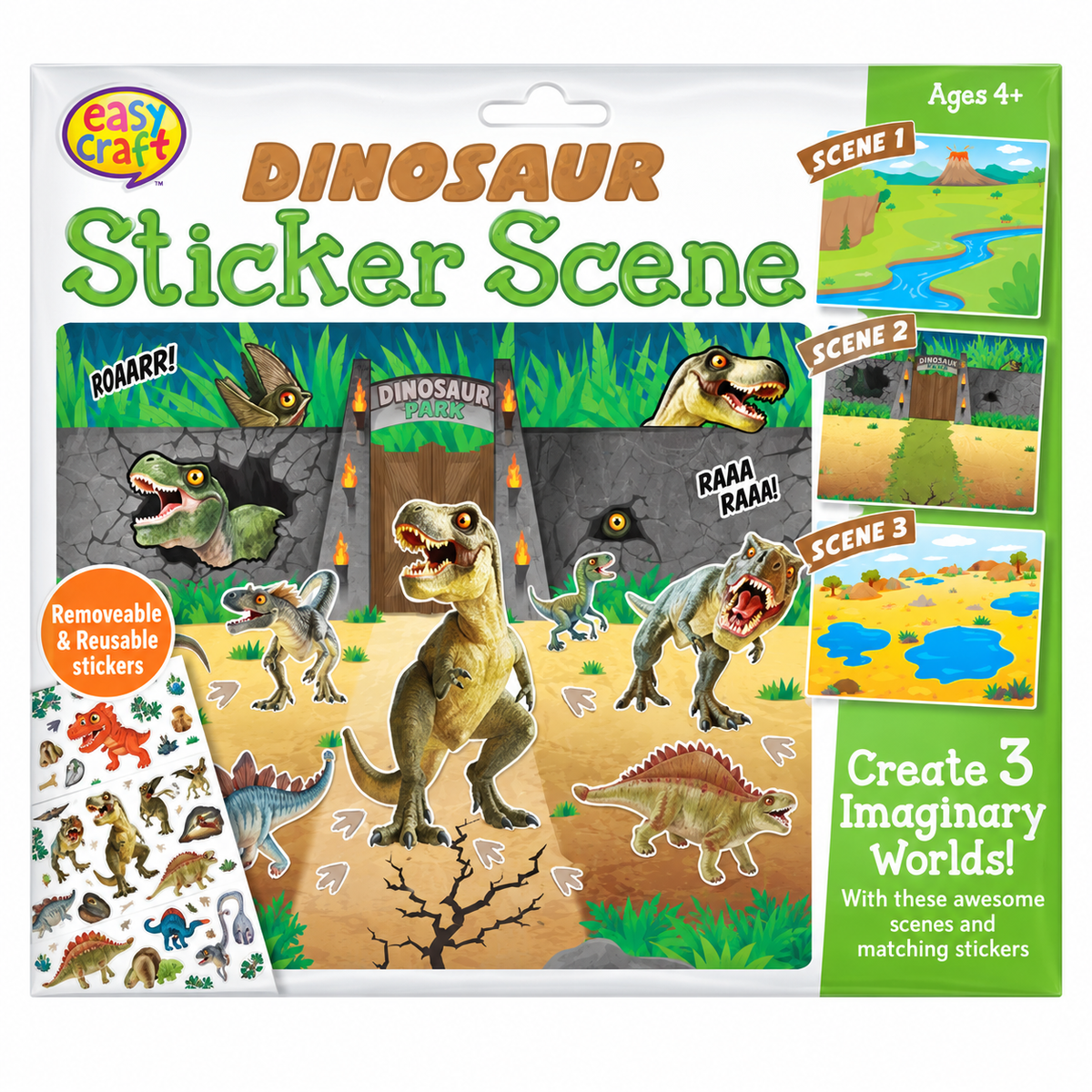 Dinosaur Park Reusable Sticker Scene Activity Set