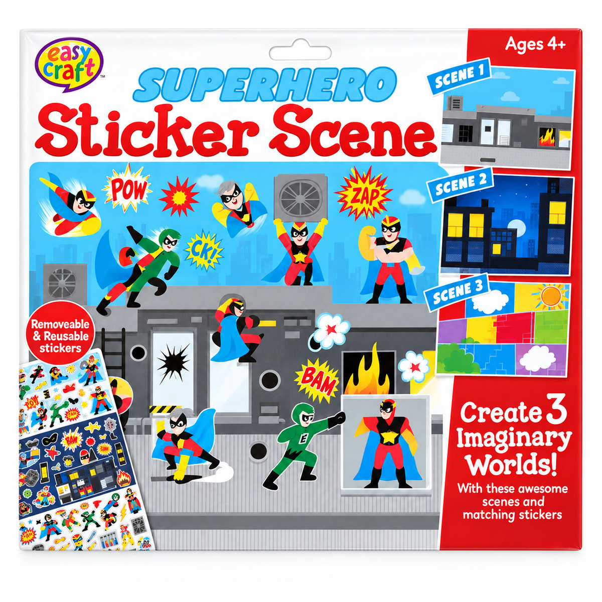 Superhero Reusable Sticker Scene Kids Activity Set