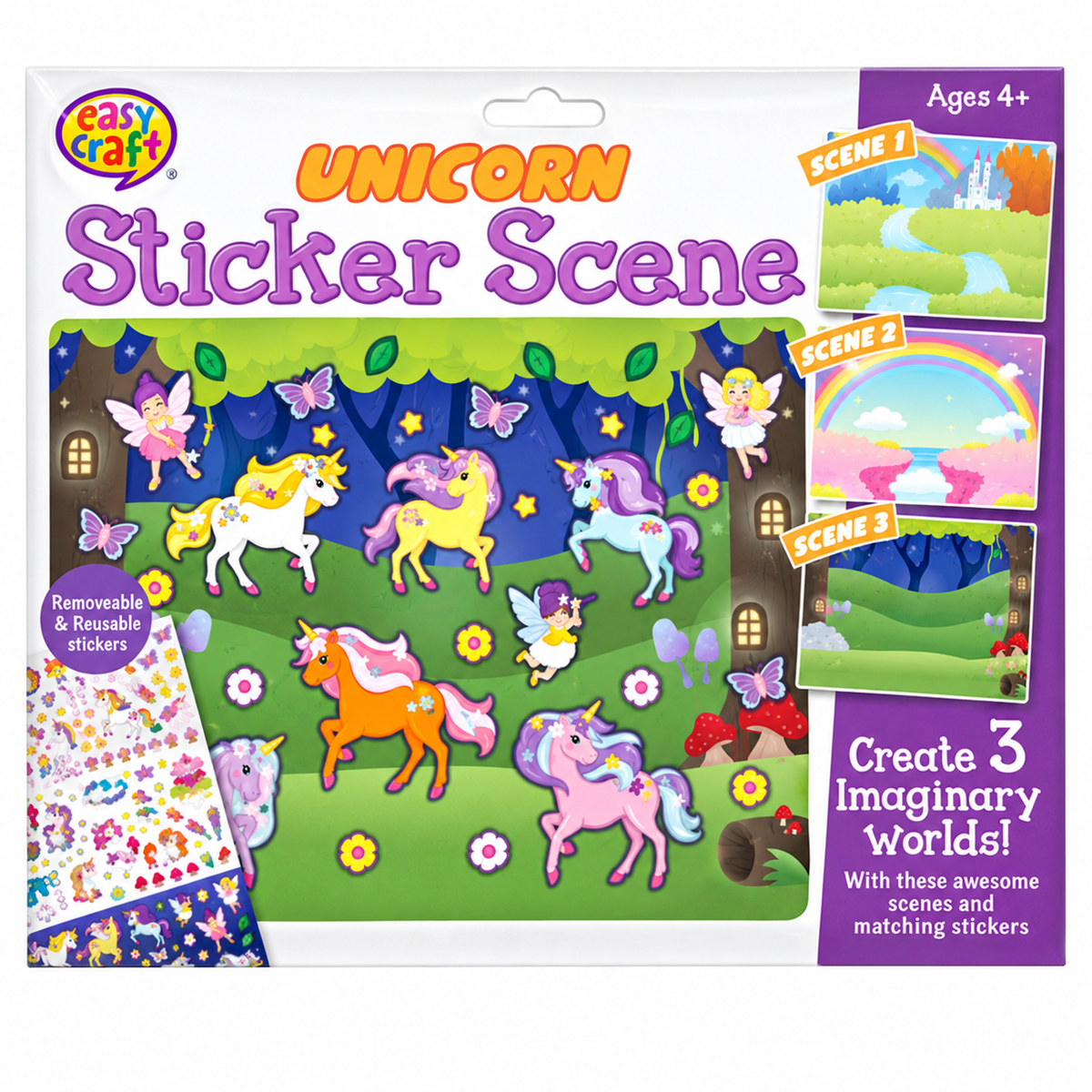 Unicorn Reusable Sticker Scene Kids Activity Set
