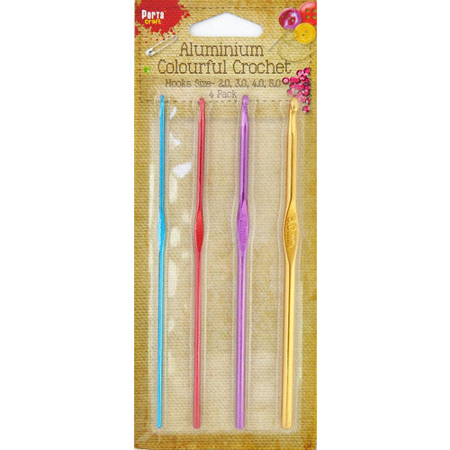 Porta Craft Aluminium Crochet Hook Set 2mm, 3mm, 4mm, 5mm 4pk