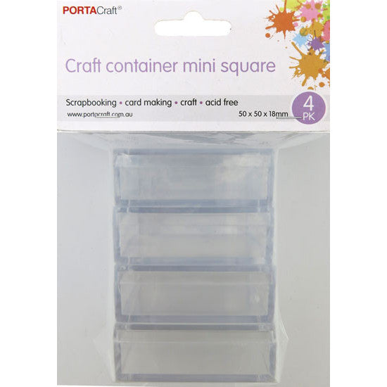 Porta Craft Mini Square Storage Containers 50x50x18mm 4pk