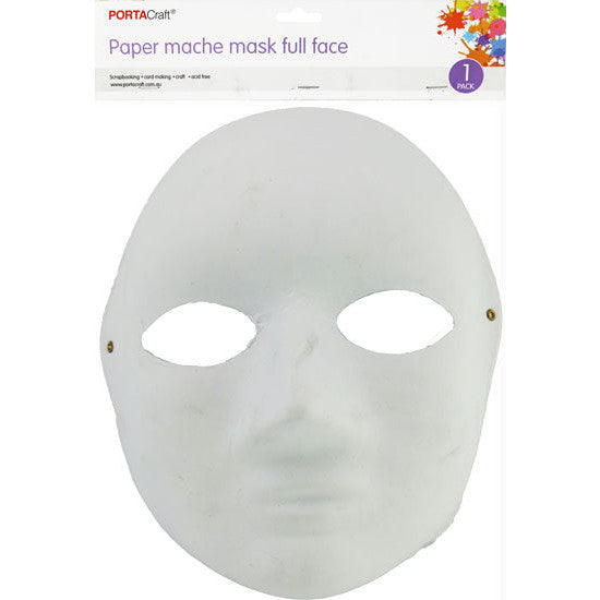 Paper Mache Full Face Mask 23x29cm