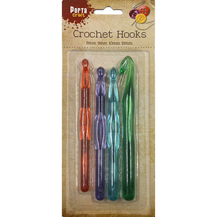 Porta Craft Plastic Crochet Hook Set 8mm, 9mm, 10mm, 12mm 4pk