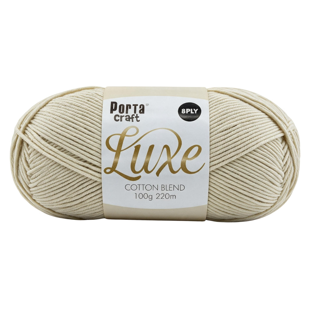 Luxe Cotton Blend Yarn 100g 220m 8ply Ivory