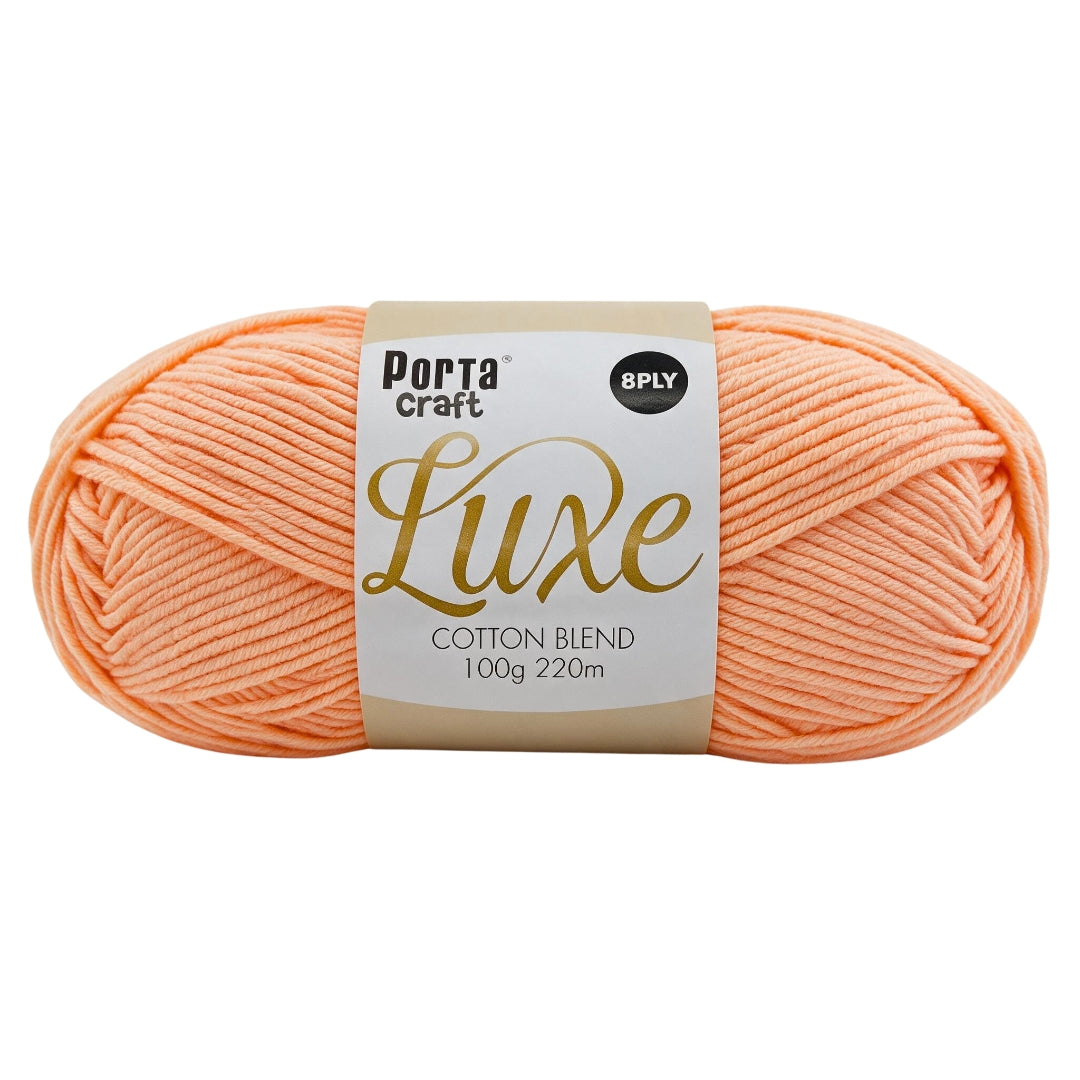 Luxe Cotton Blend Yarn 100g 220m 8ply Apricot