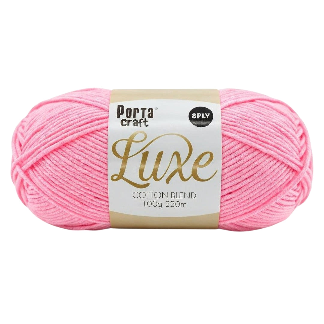 Luxe Cotton Blend Yarn 100g 220m 8ply Princess Pink