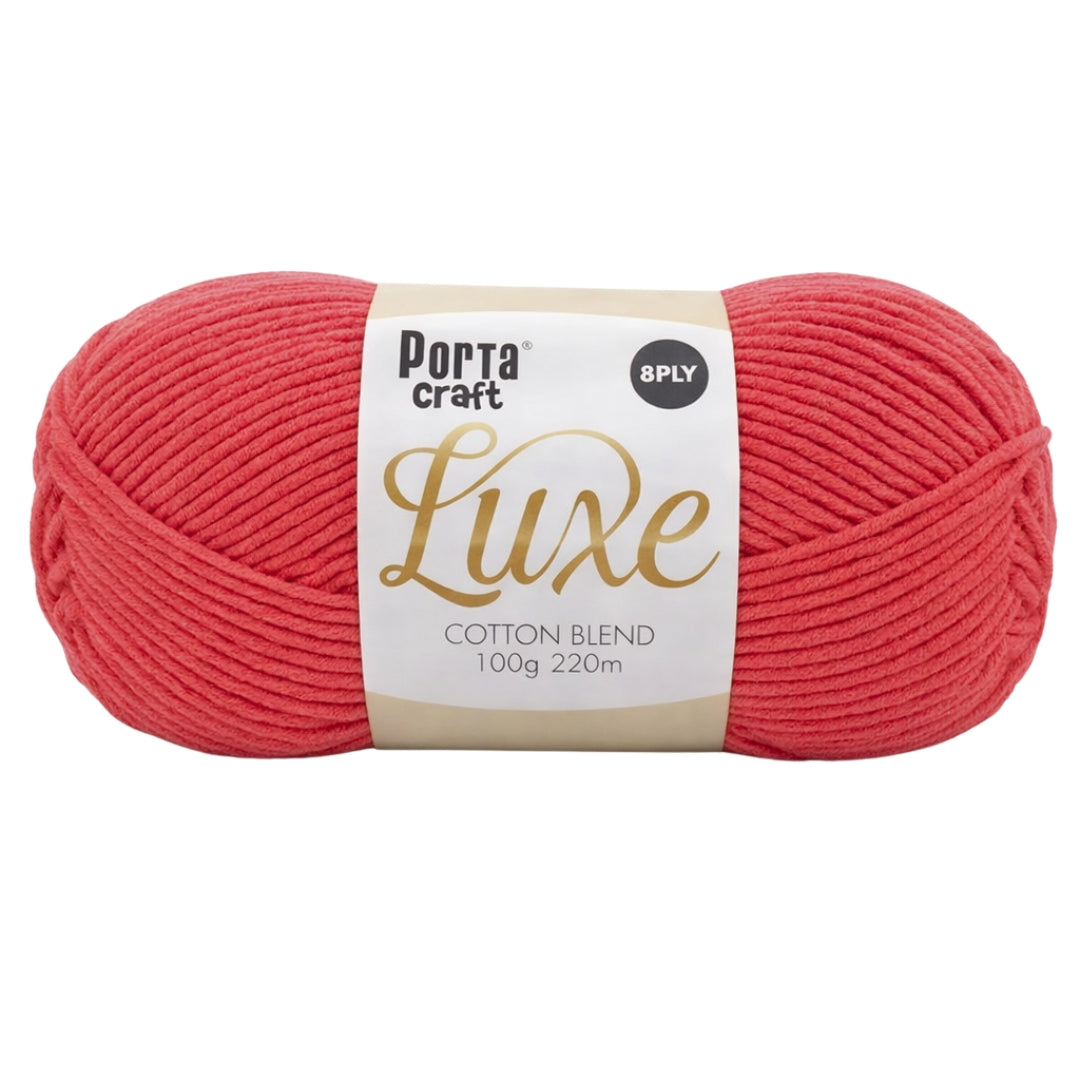 Luxe Cotton Blend Yarn 100g 220m 8ply Coral