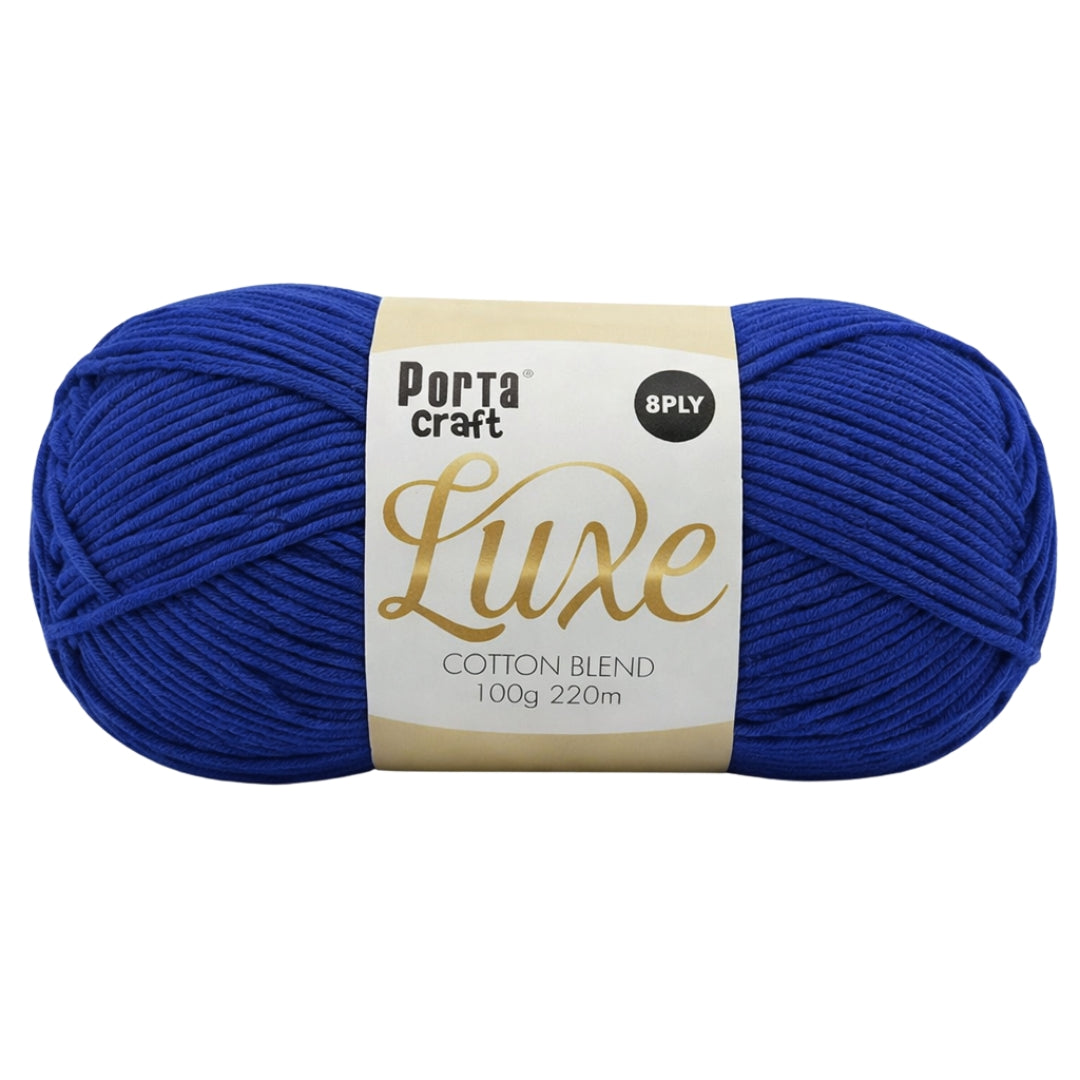 Luxe Cotton Blend Yarn 100g 220m 8ply Navy