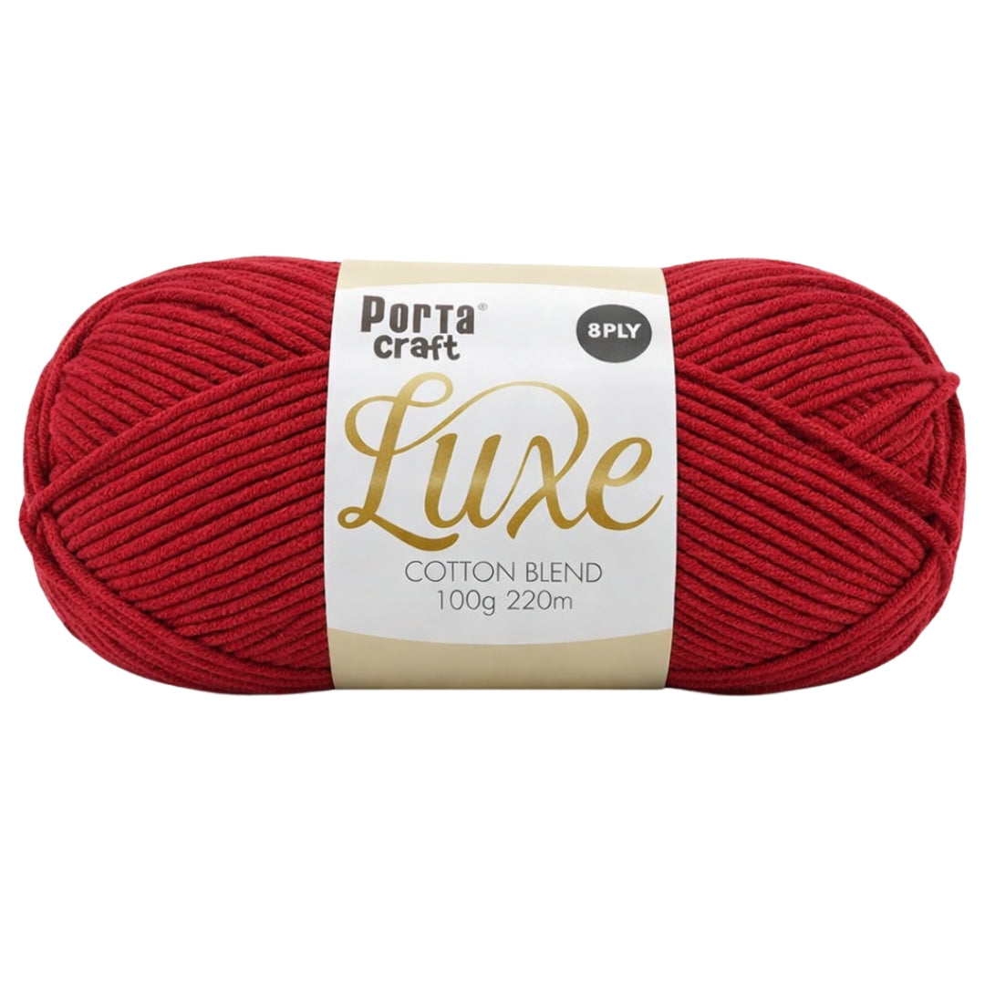Luxe Cotton Blend Yarn 100g 220m 8ply Mailbox Red