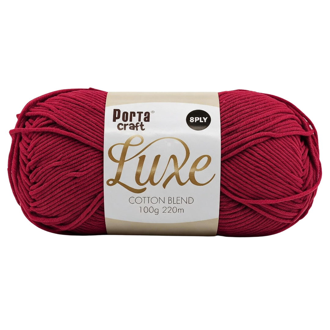 Luxe Cotton Blend Yarn 100g 220m 8ply Ruby