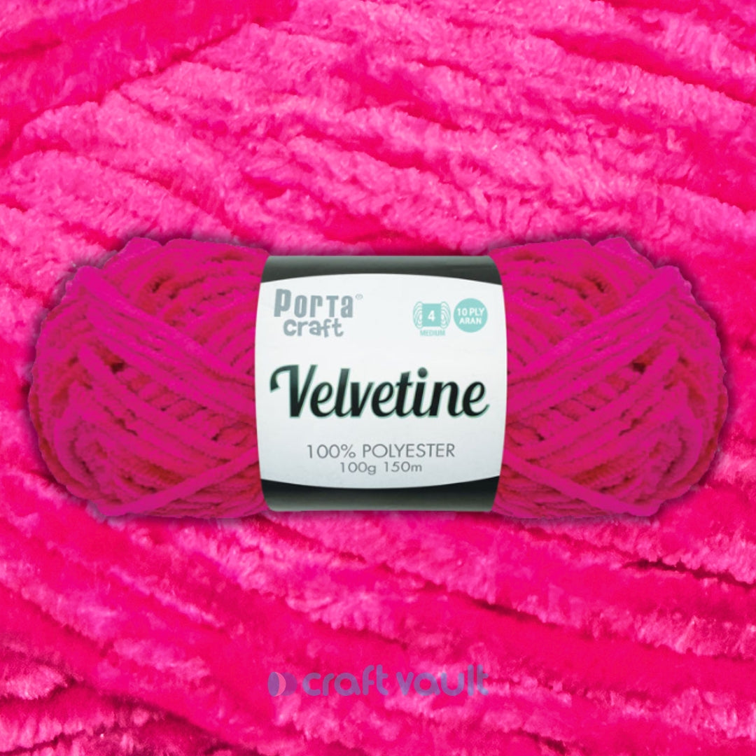 Velvetine Yarn 100g 150m Hot Pink