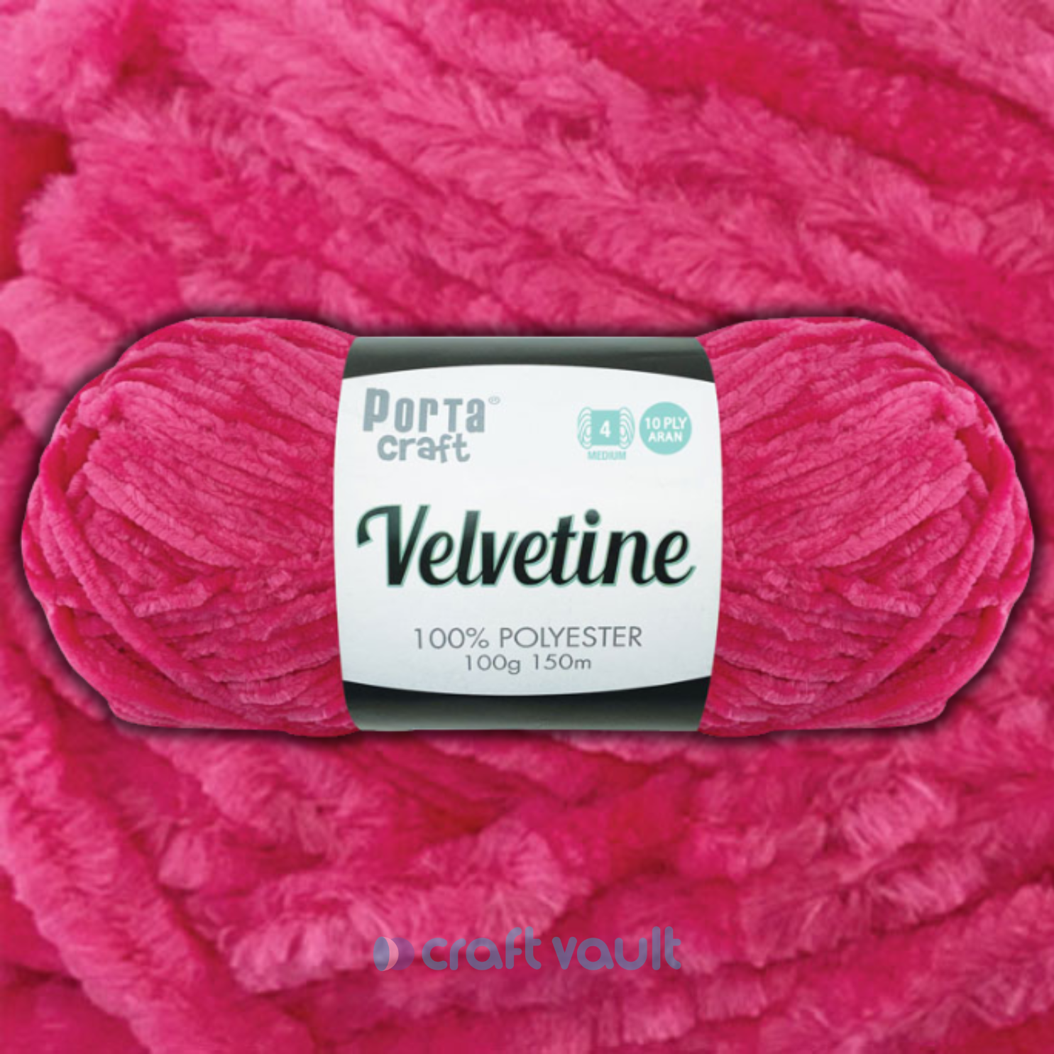 Velvetine Yarn 100g 150m Bright Pink
