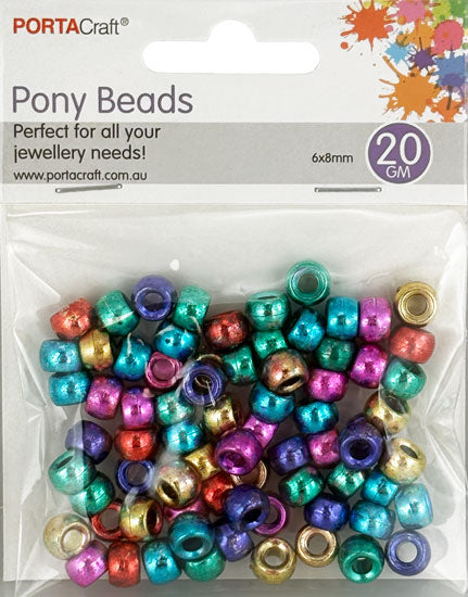 Beads Pony 8mm 20g Metallic Multicolour