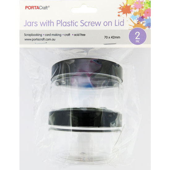 Porta Craft Plastic Jars with Screw Lids 70x42mm 2pk