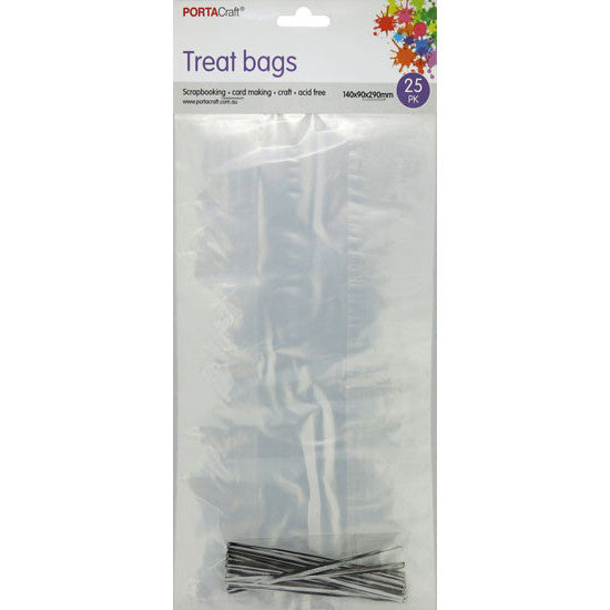 Clear present bags with bottom and side gussets and included ties