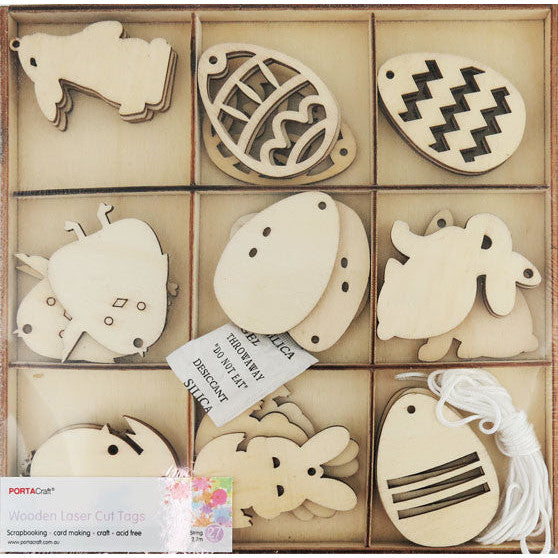 Porta Craft Laser Cut Wooden Easter Tags 27pk