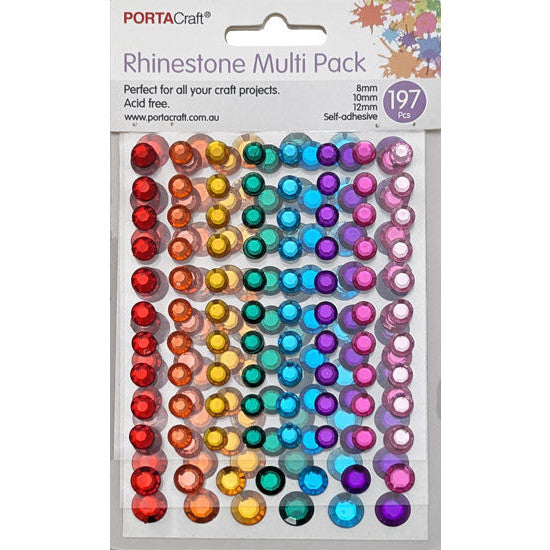 Porta Craft Craft Vault Rhinestones Asst Sizes 197pk - Rainbow