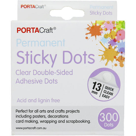 Porta Craft Sticky Dots Permanent 13mm 300pk