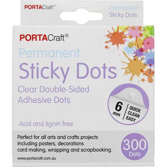 Porta Craft Sticky Dots Permanent 6mm 300pk