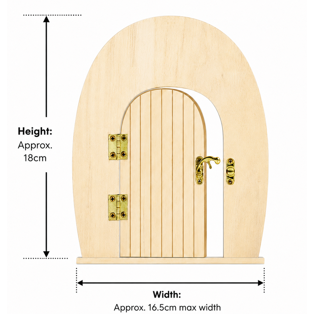 Opening Wooden Fairy Door 16.5x18cm - DIY Fairy Garden