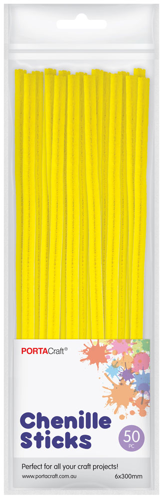 Chenille Stems 6mm 50pk Yellow