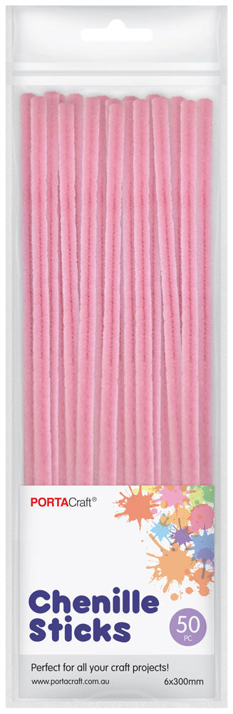 Chenille Stems 6mm 50pk Hot Pink