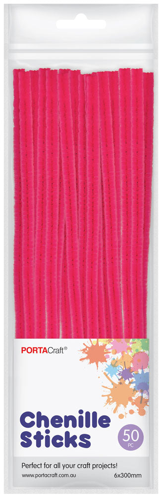Hot Pink Pipe Cleaners 6mm 50pk