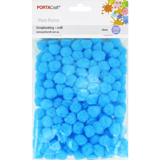 Porta Craft Pom Poms 15mm 200pk - Light Blue