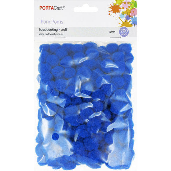 Porta Craft Pom Poms 15mm 200pk - Dark Blue