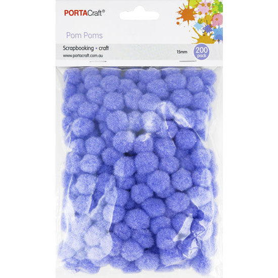 Porta Craft Pom Poms 15mm 200pk - Lilac