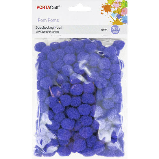 Porta Craft Pom Poms 15mm 200pk - Purple