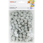 Porta Craft Pom Poms 15mm 200pk - Grey