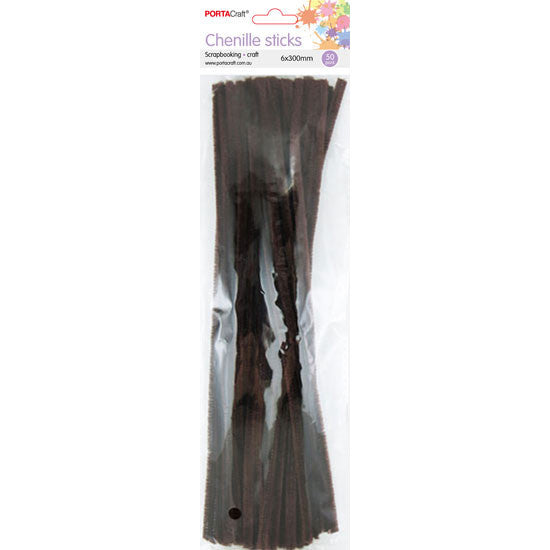 Craft Pipe Cleaners 6mm 50pc - Brown