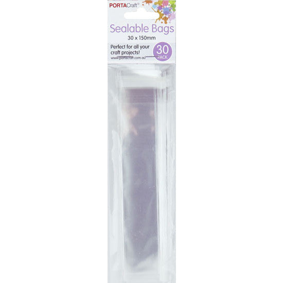 Narrow clear sealable bags for bookmarks samples and handmade craft items