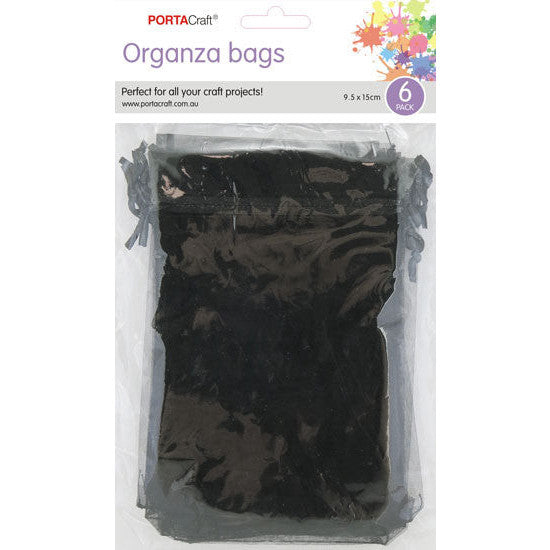 Porta Craft Organza Bags  6pk - Black