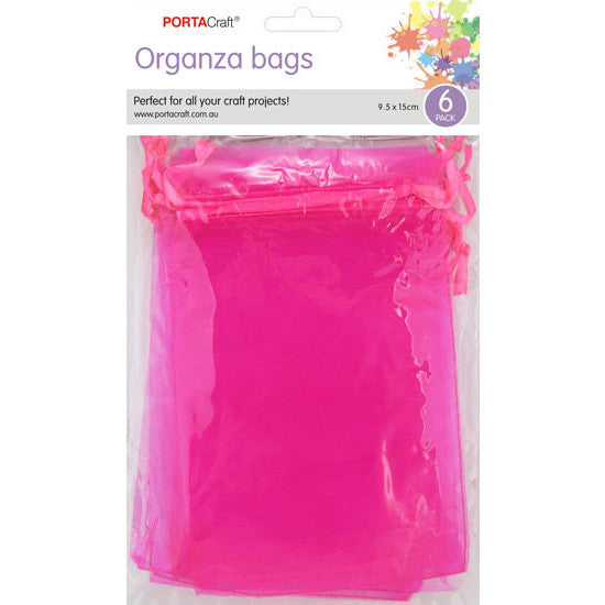 Porta Craft Organza Bags  6pk - Hot Pink