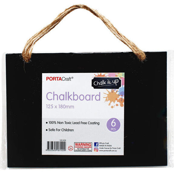 Porta Craft Card Hanging Rectangle Chalkboard 180x125mm - 6pk