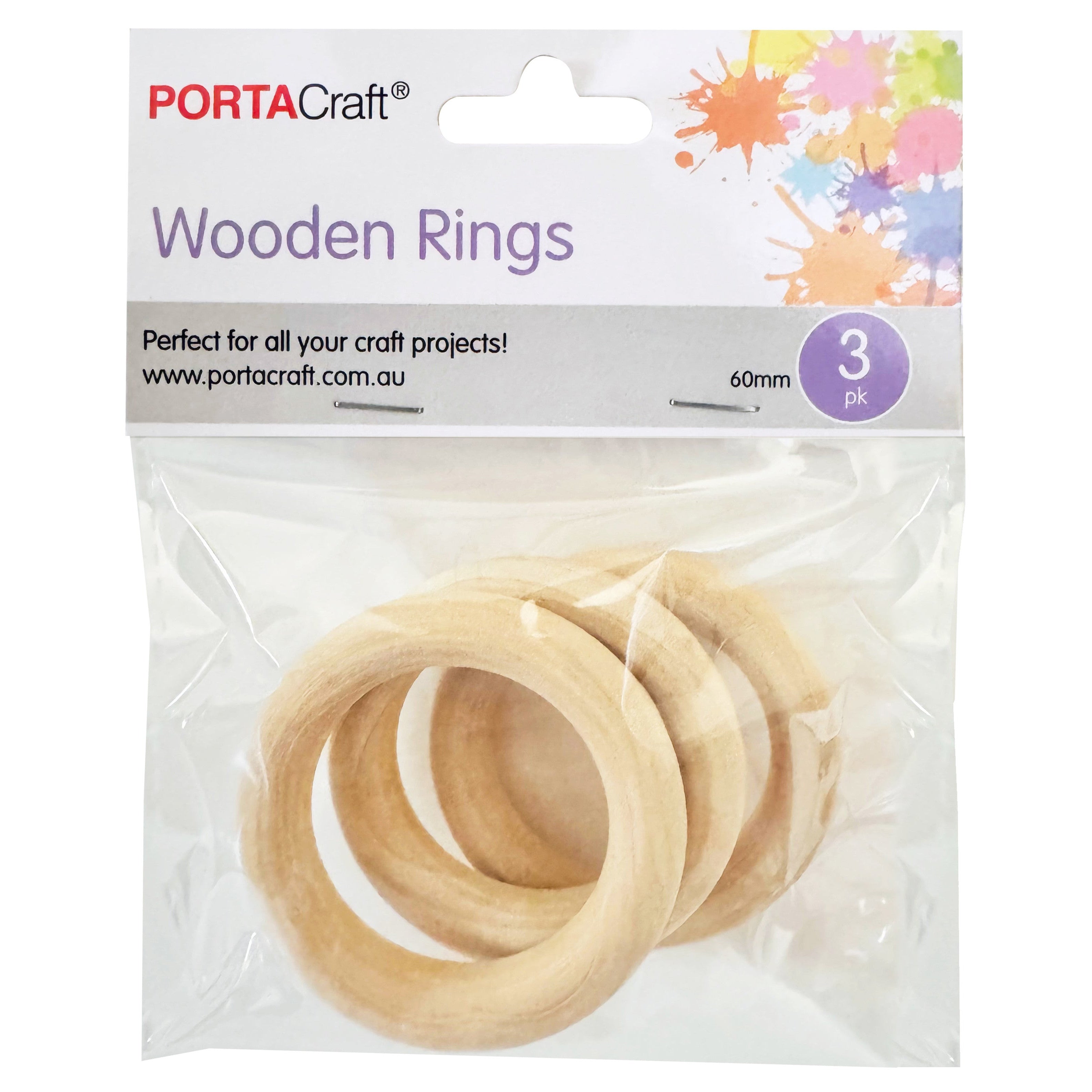 Wooden Rings 60mm 3 Pack