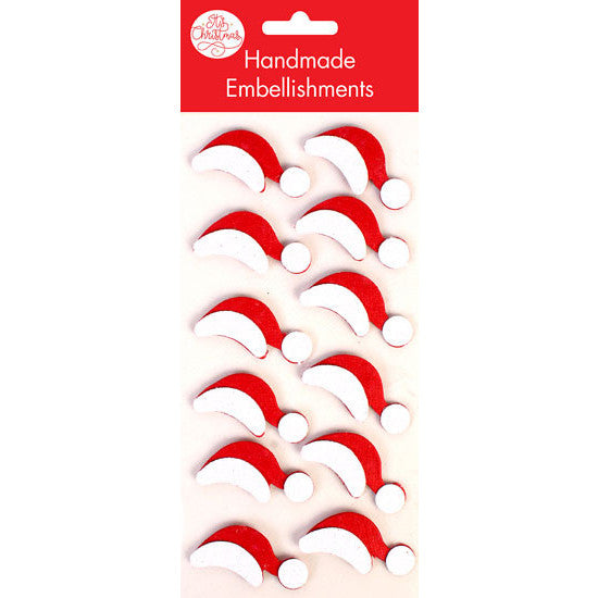 Glitter Santa Hat Embellishments 12pk