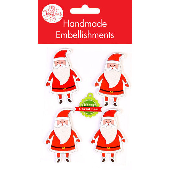 Glitter Santa Christmas Embellishments 5pk